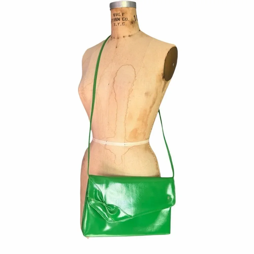 NAS BAG Vintage 1980s Green Bow Detail Shoulder Bag